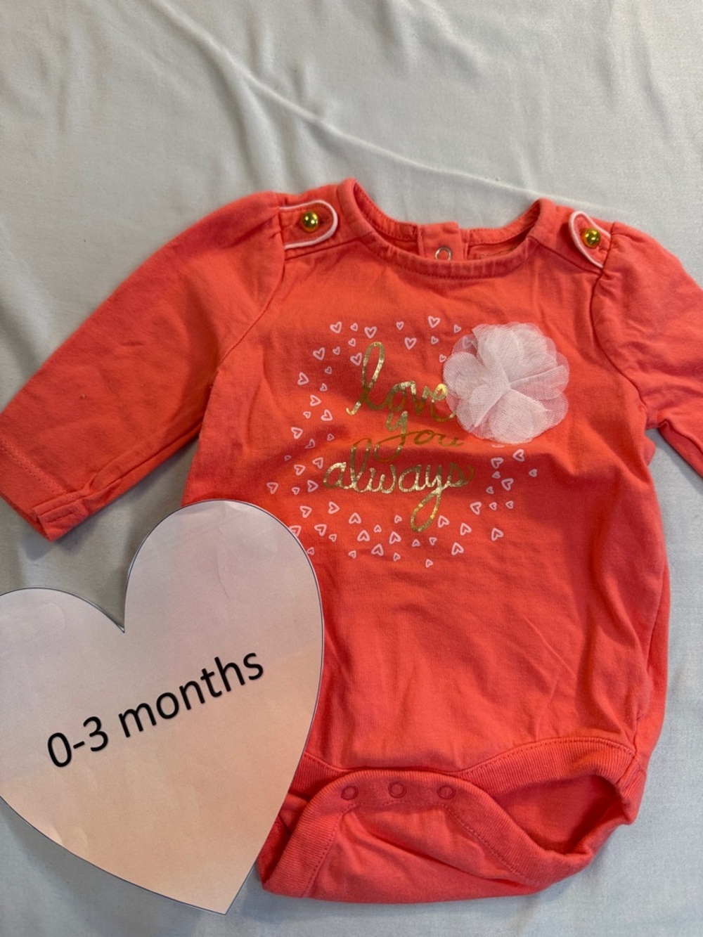 GAP Coral Bodysuit with Heart and Flower Accent